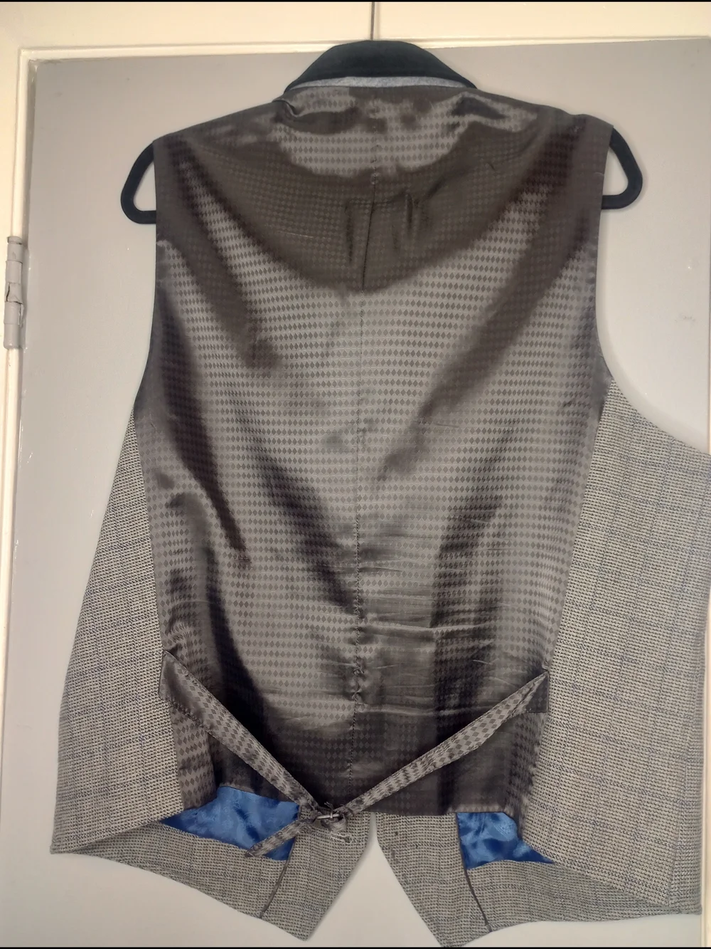 Men's Gray Glen Plaid Vest with Black Velvet Collar